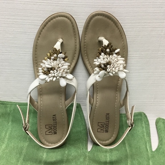 Modellista Shoes - Beaded Thong Sandals by Modellista